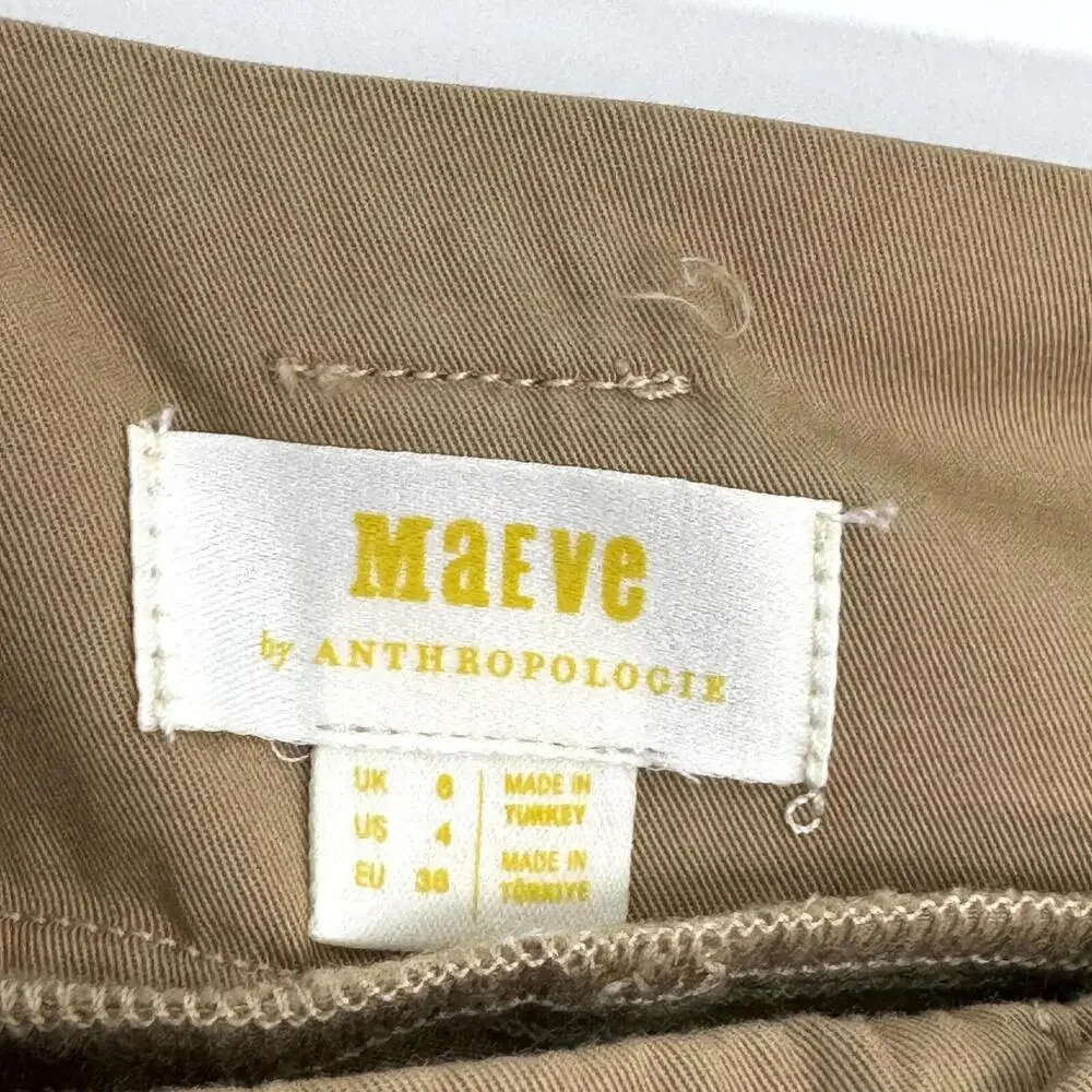 Maeve by Anthropologie Women’s Size 4 Small Brown Khaki Longline O-Ring Shorts - Picture 3 of 10